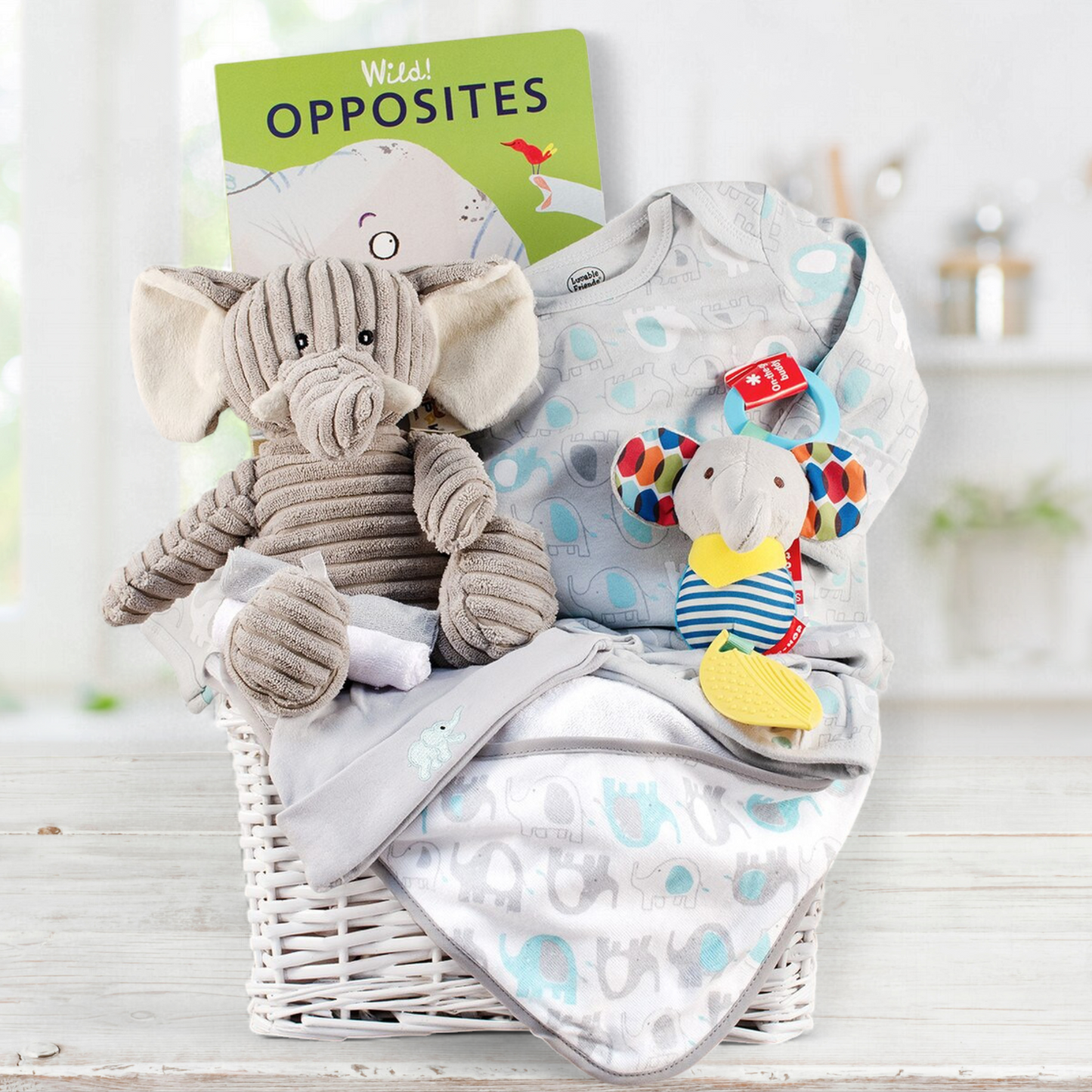 Elephants for Baby: Baby Boy Gift Basket