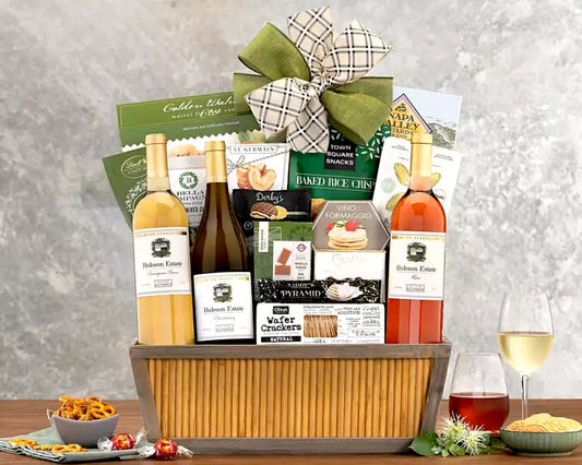 Hobson Estate White & Rose Trio Wine Gift Basket