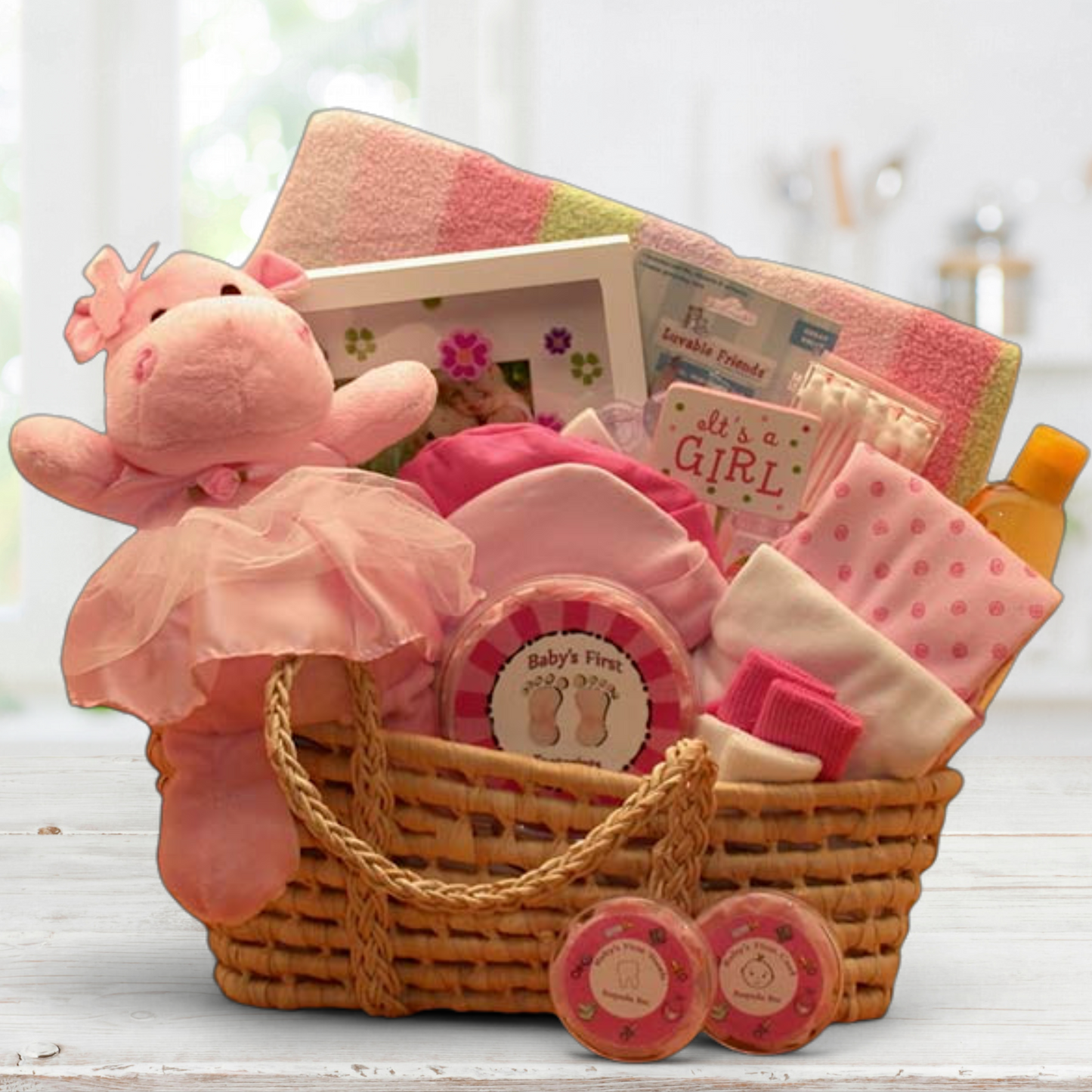 Moses Carrier Baby Gift Basket -Pink
