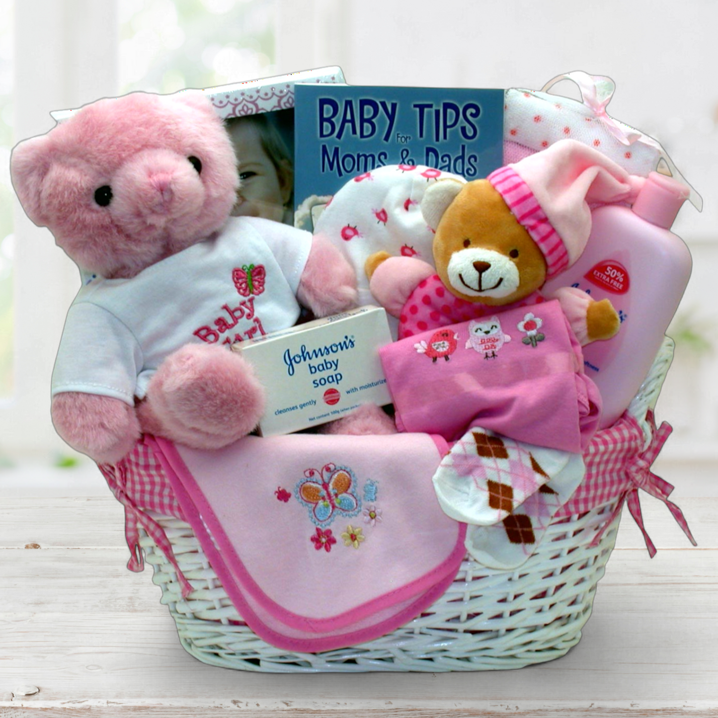 Precious New Baby Gift Basket -Pink