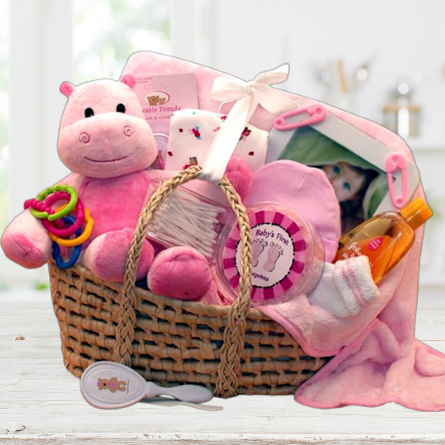 Sweet Moses Carrier Baby Gift Basket -Pink
