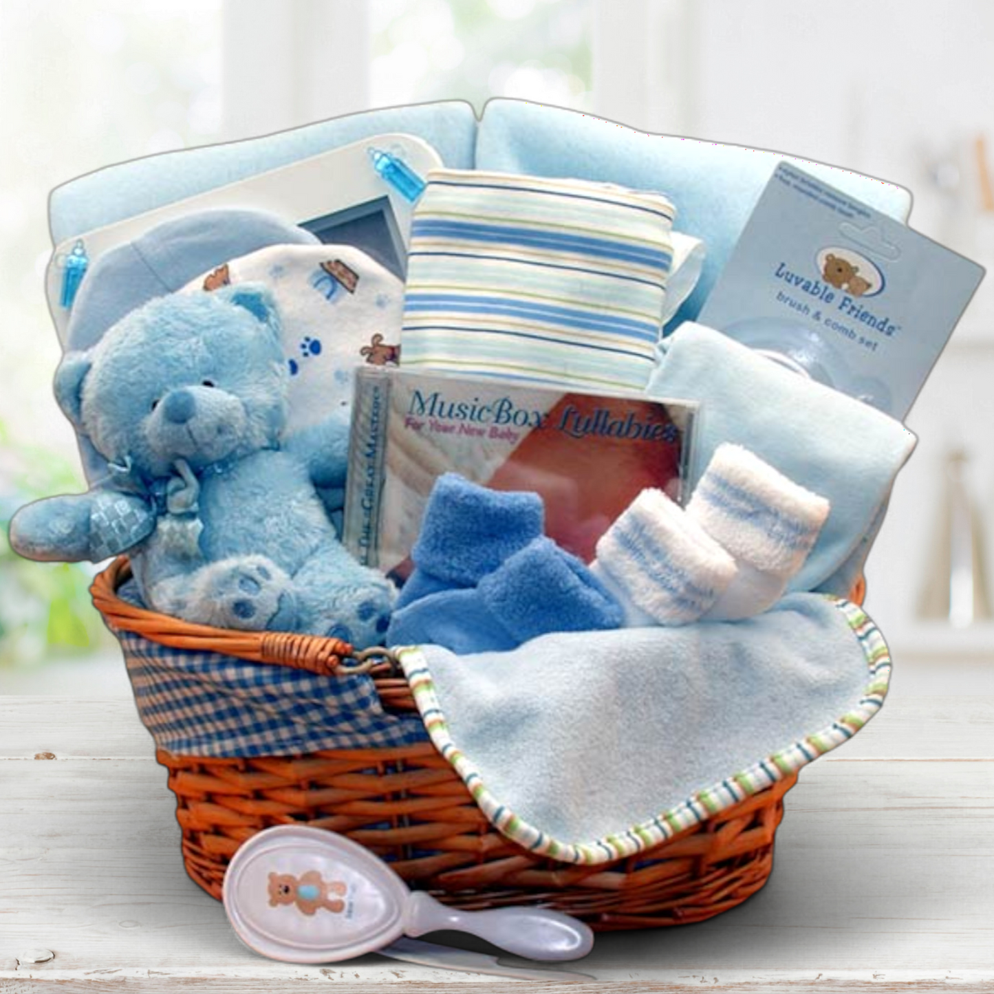 Beary Special New Baby Gift Basket -Blue