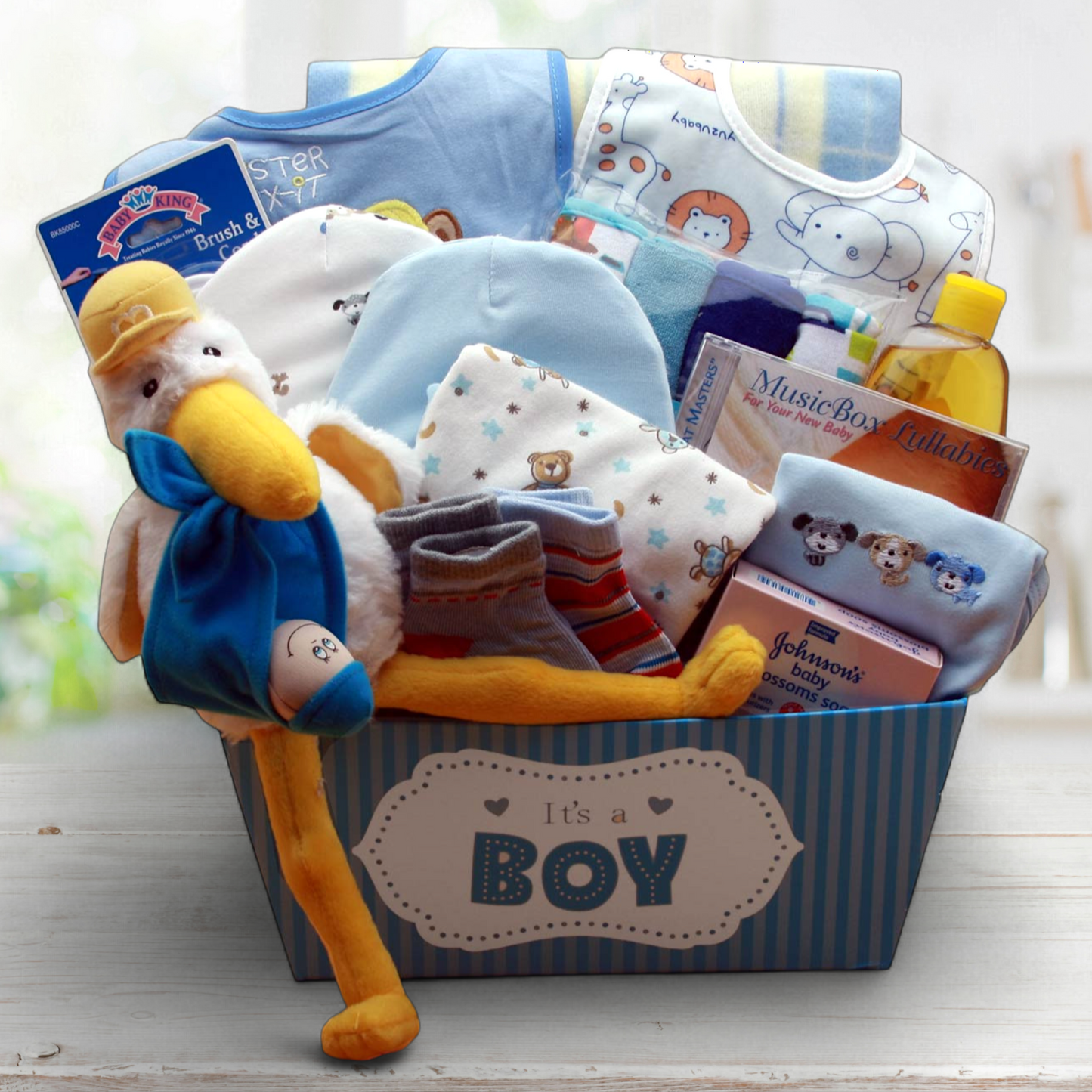 Welcome Baby Boy Gift Basket -Blue
