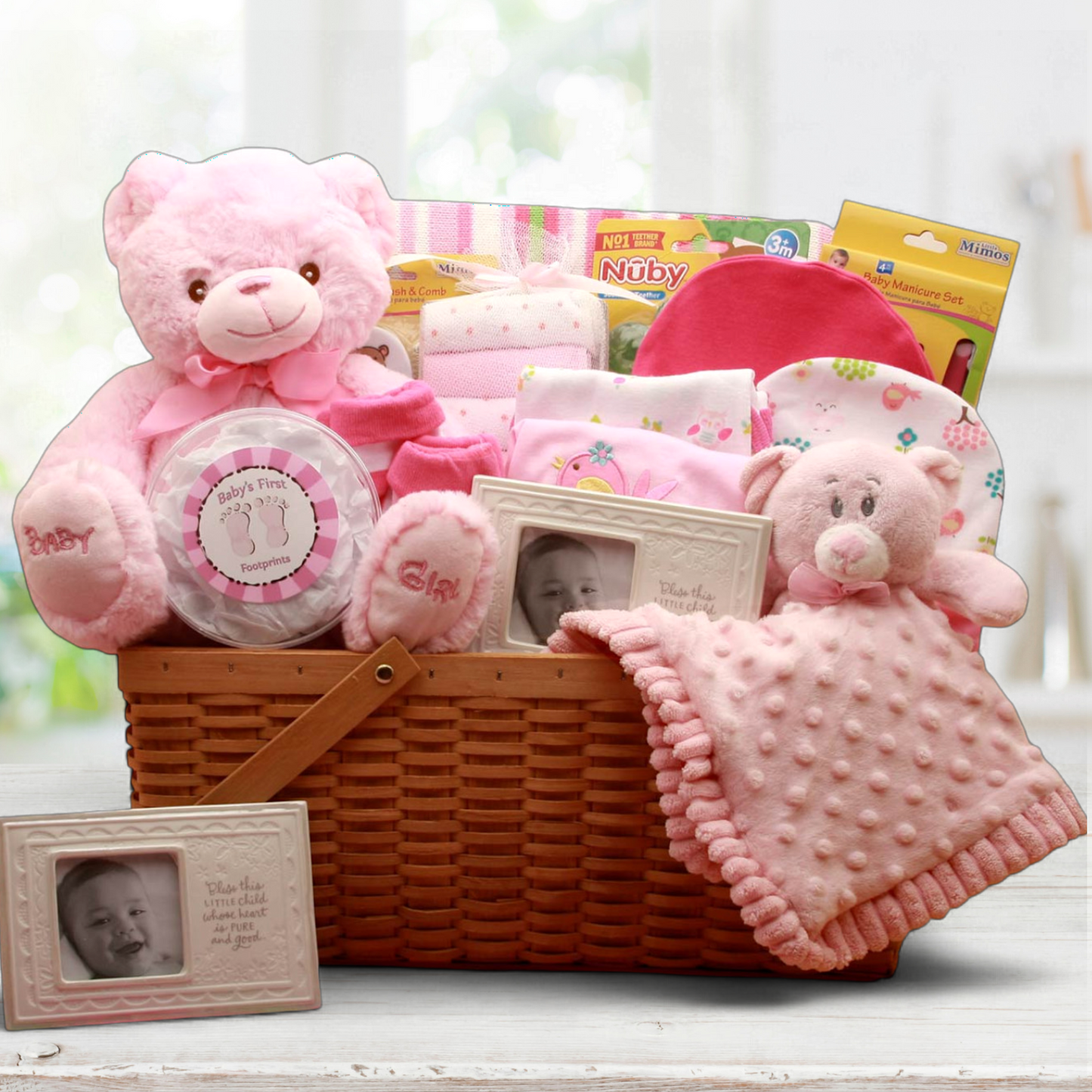 Bear Hugs Baby Gift Basket -Pink