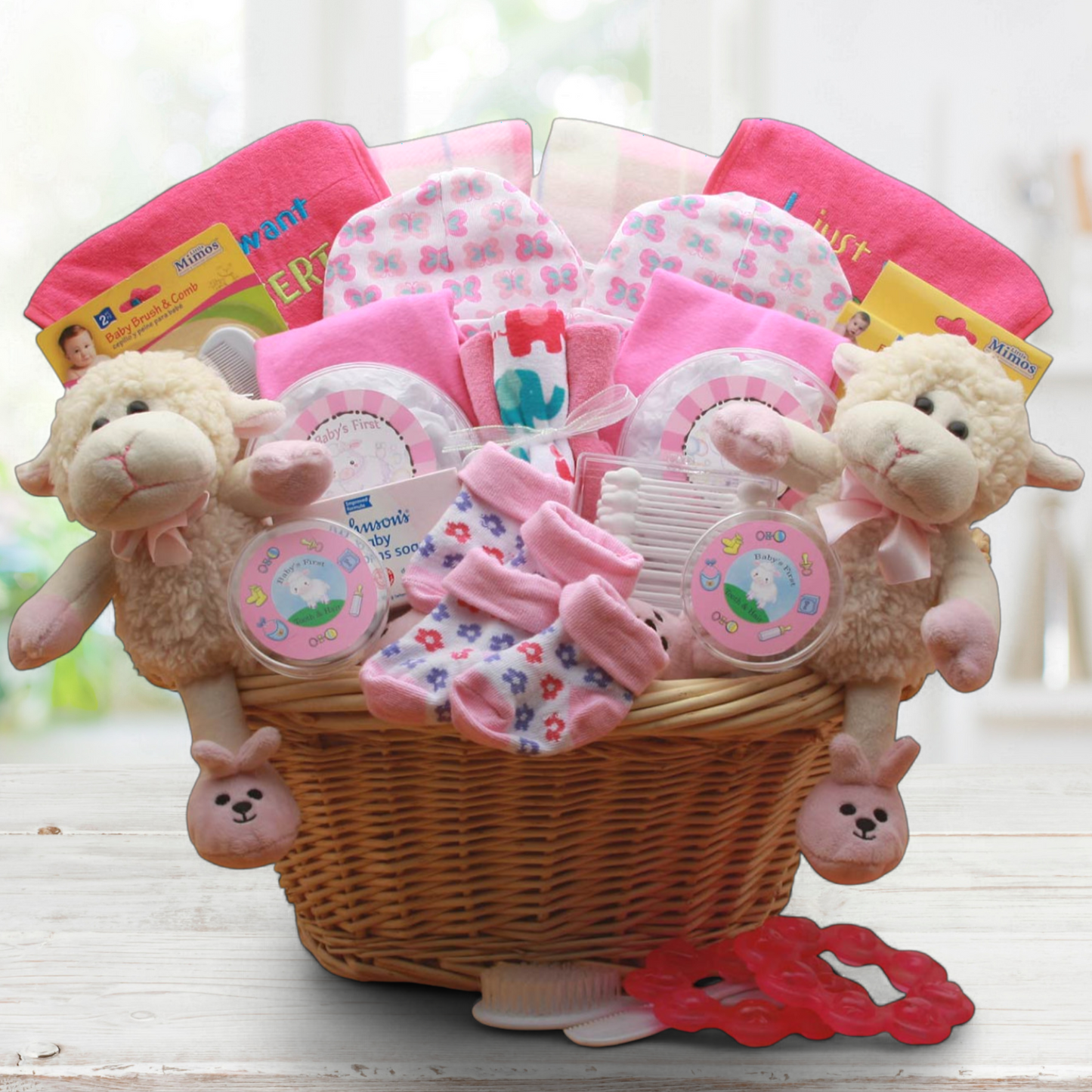 For the Love of Twins Baby Gift Basket -Pink