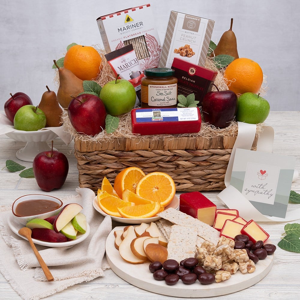 With Sympathy Fruit and Snack Gift Basket