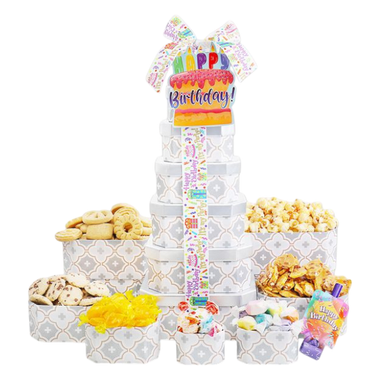 Birthday Celebration Cookies & Candy Gift Tower