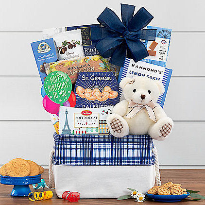 Happy Birthday Gift Basket with Bear