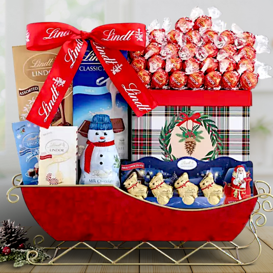 Lindt Chocolate Christmas Sleigh Gift Basket