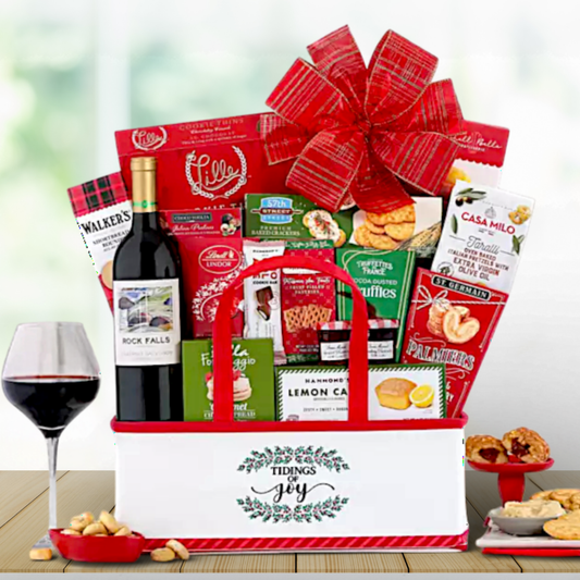 Rock Falls Cabernet Holiday Joy Wine Gift Basket