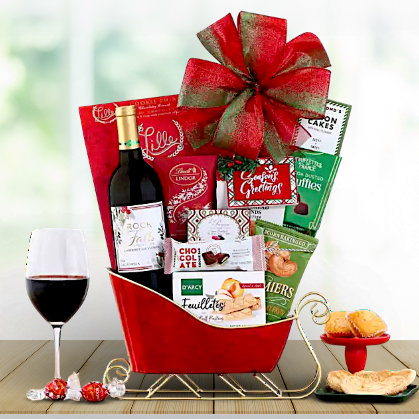 Rock Falls Holiday Cabernet Wine Gift Sleigh
