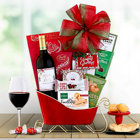 Rock Falls Holiday Cabernet Wine Gift Sleigh