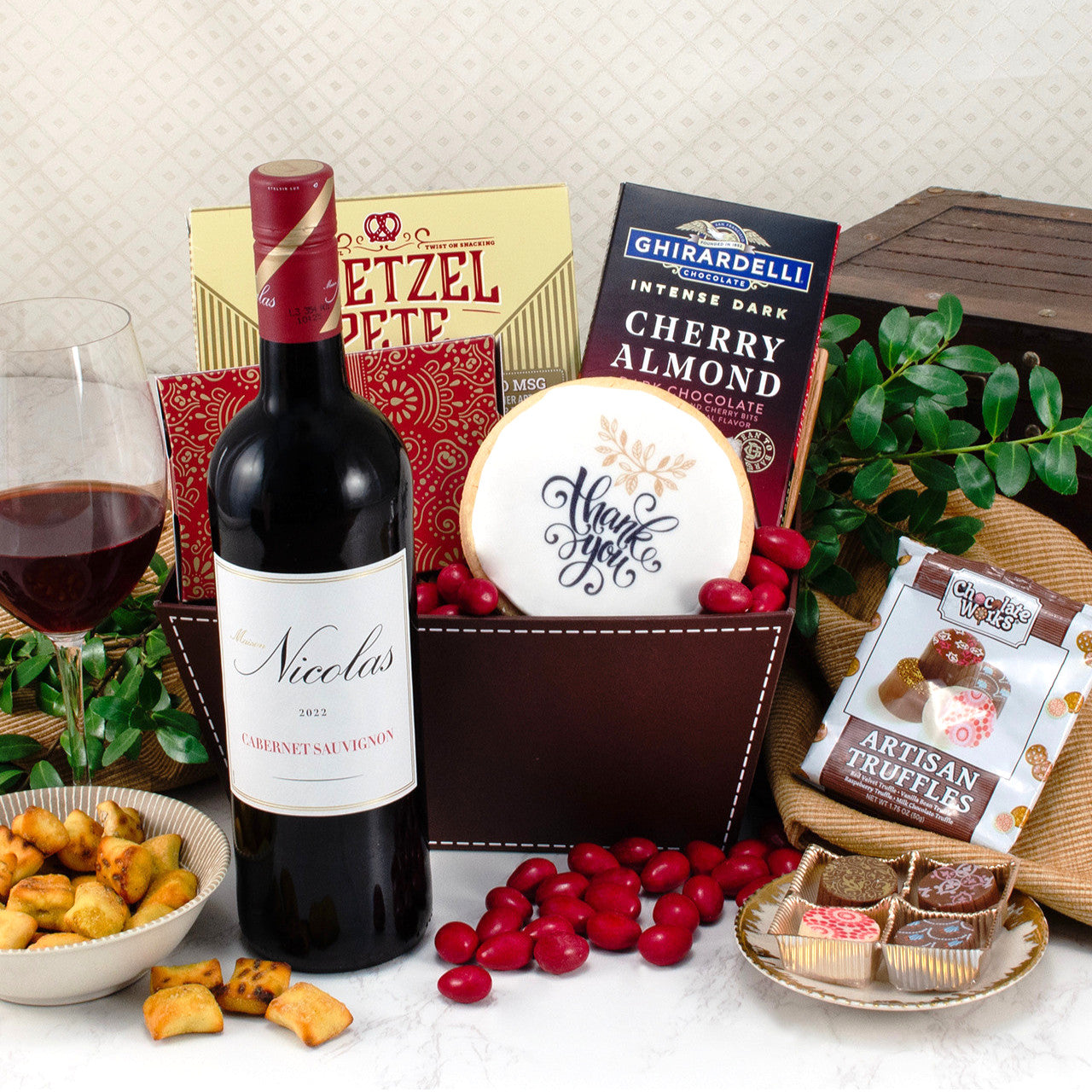 Nicolas Red Wine Thank You Gift Basket