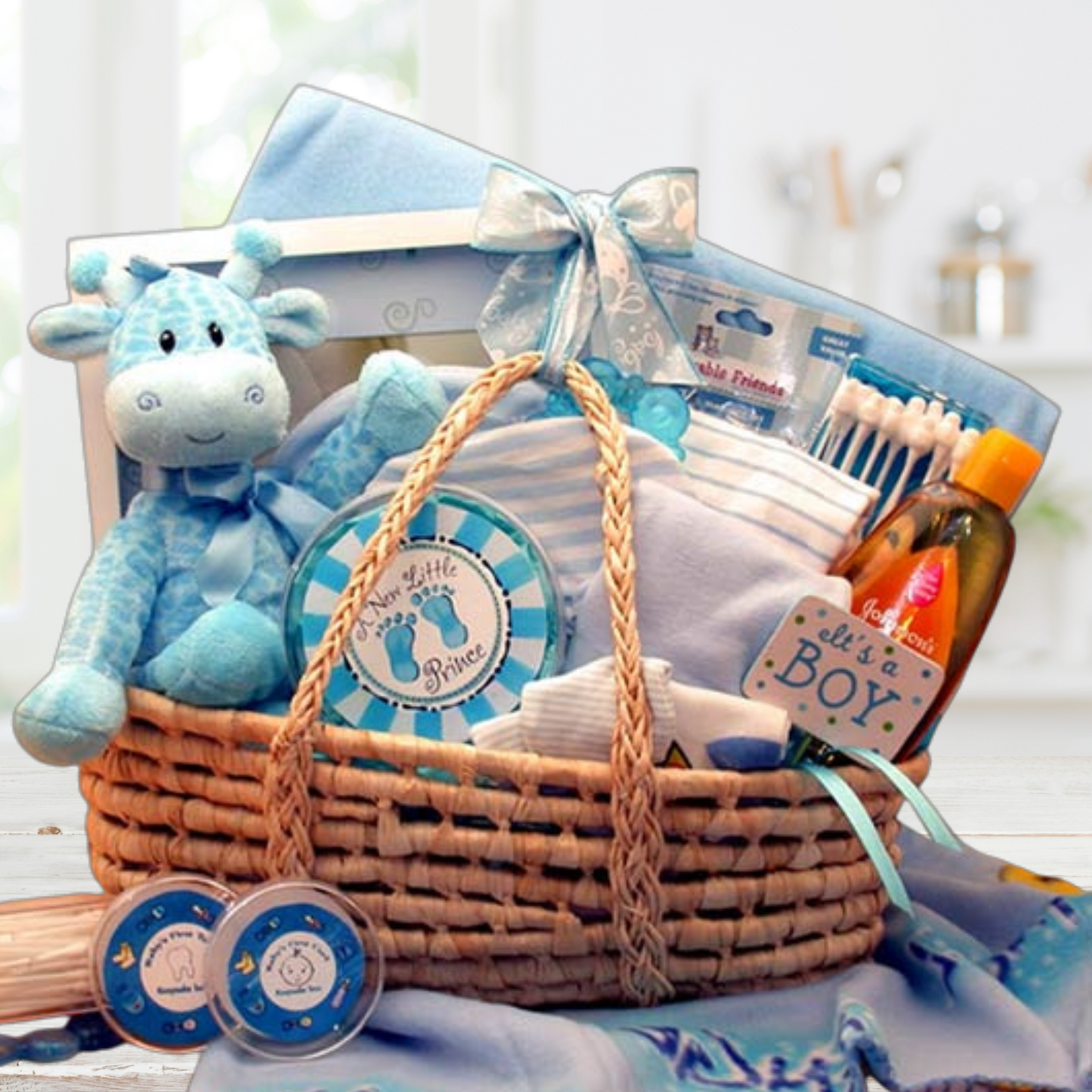 Moses Carrier Baby Gift Basket -Blue