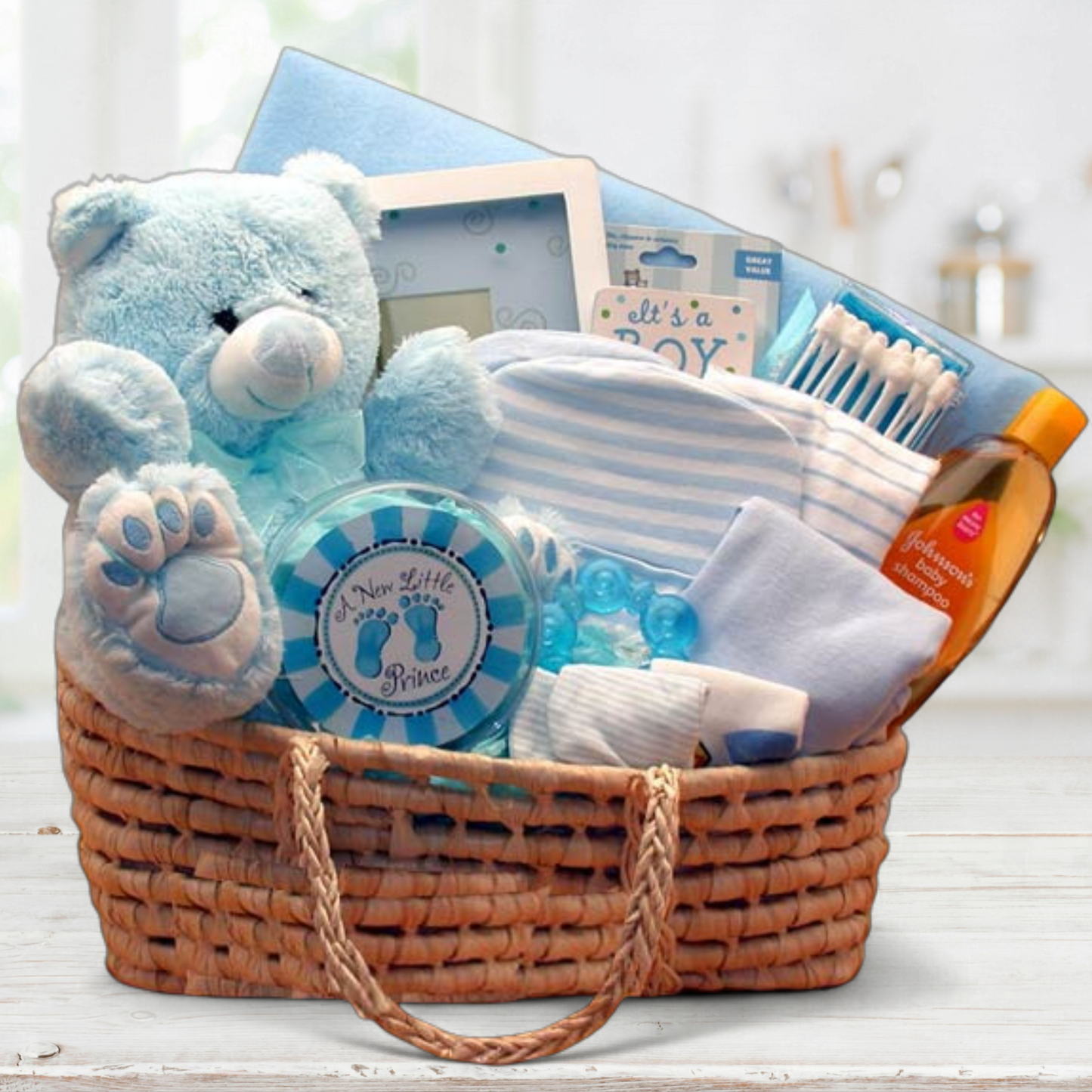 Sweet Moses Carrier Baby Gift Basket -Blue