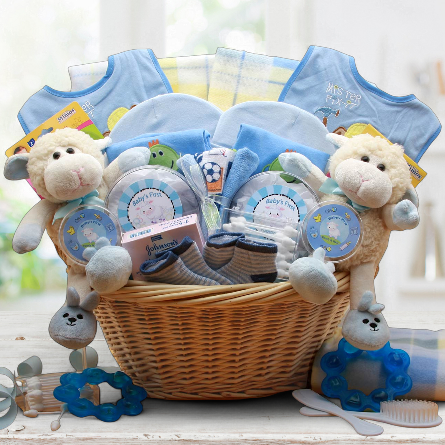 For the Love of Twins Baby Gift Basket -Blue