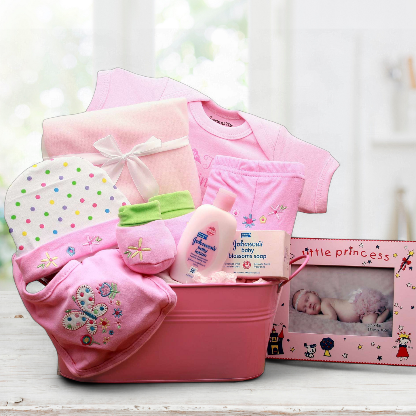 Perfect in Pink New Baby Gift Basket